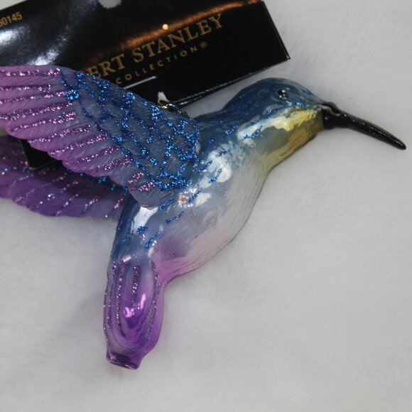 Robert Stanley Hummingbird Christmas Ornament Blown Glass Blue Purple 4.5" NWT - Picture 5 of 6